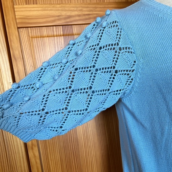 BTFBM Small Light Blue Knit Elbow Length Sleeve Sweater Whimsy 100% Cotton - Picture 4 of 9